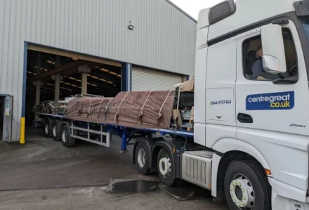 Leaving Factory 1 Centregreat delivery van